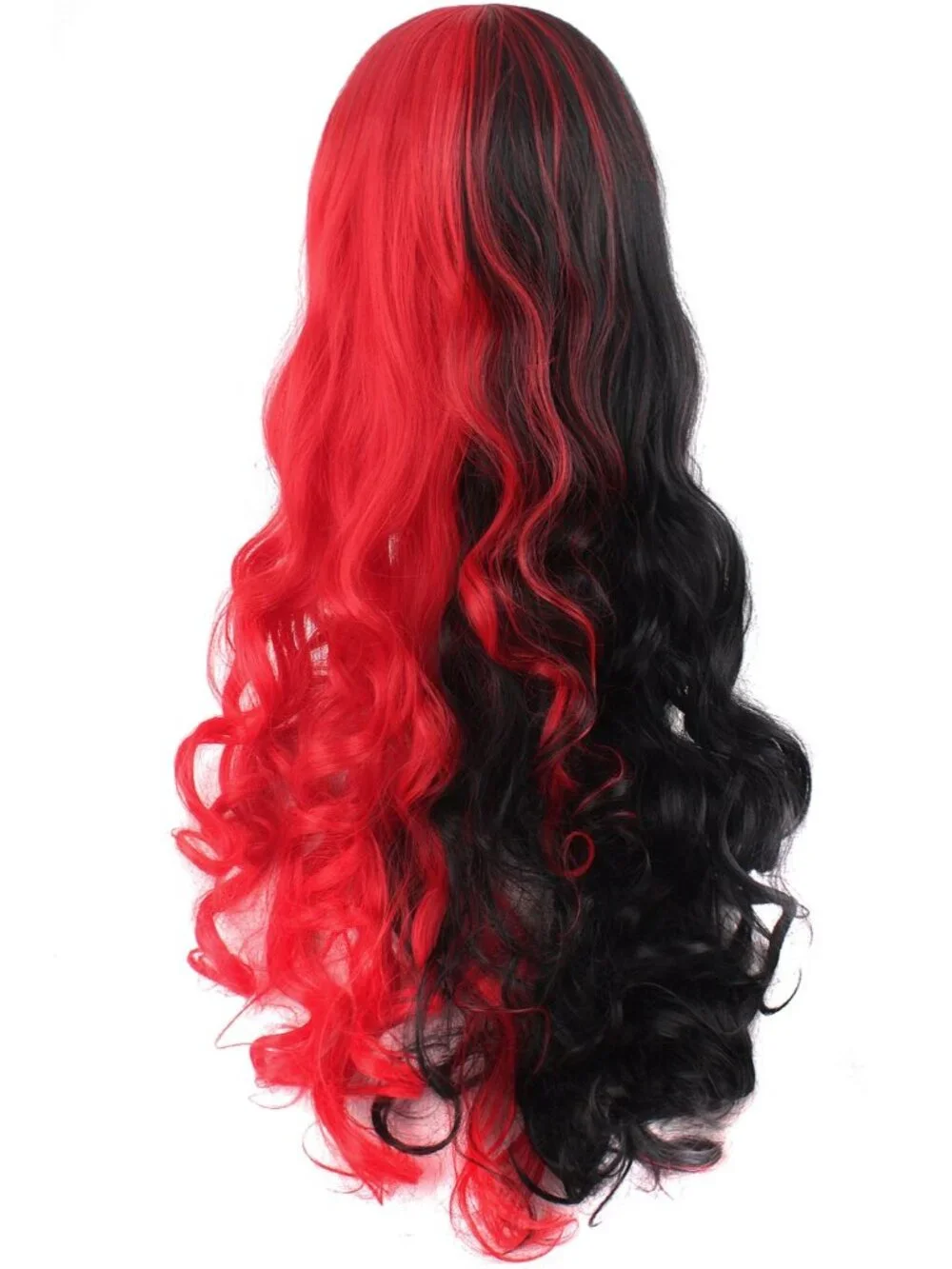 Women's Black Red Synthetic Lolita Long Curly Clip On Ponytails Cosplay Wigs